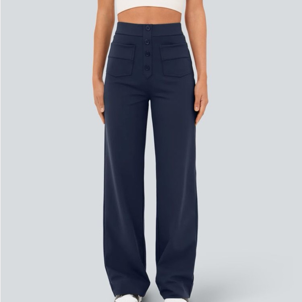 DayStretch High Waisted Pockets Straight Leg Casual Pants